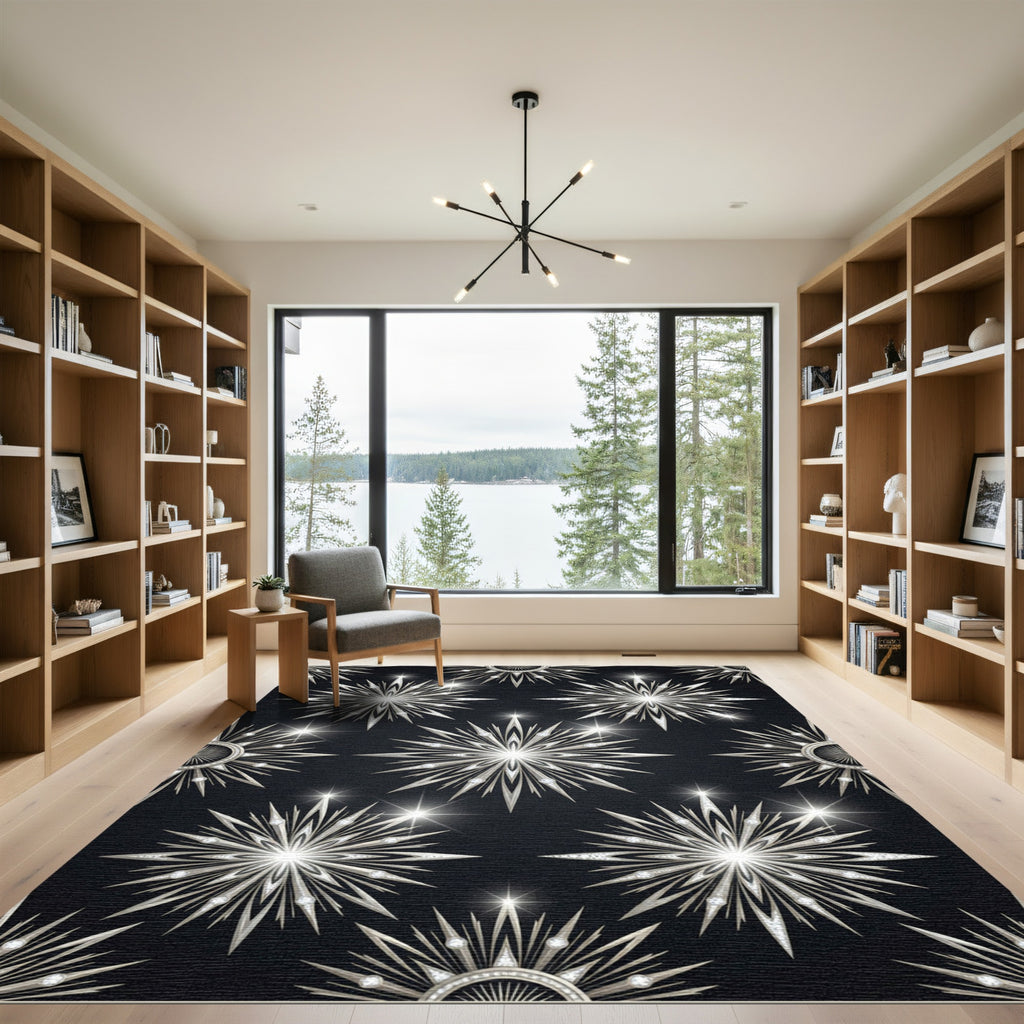 Art Deco Silver Starburst Diamond Rug