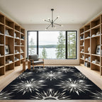 Art Deco Silver Starburst Diamond Rug