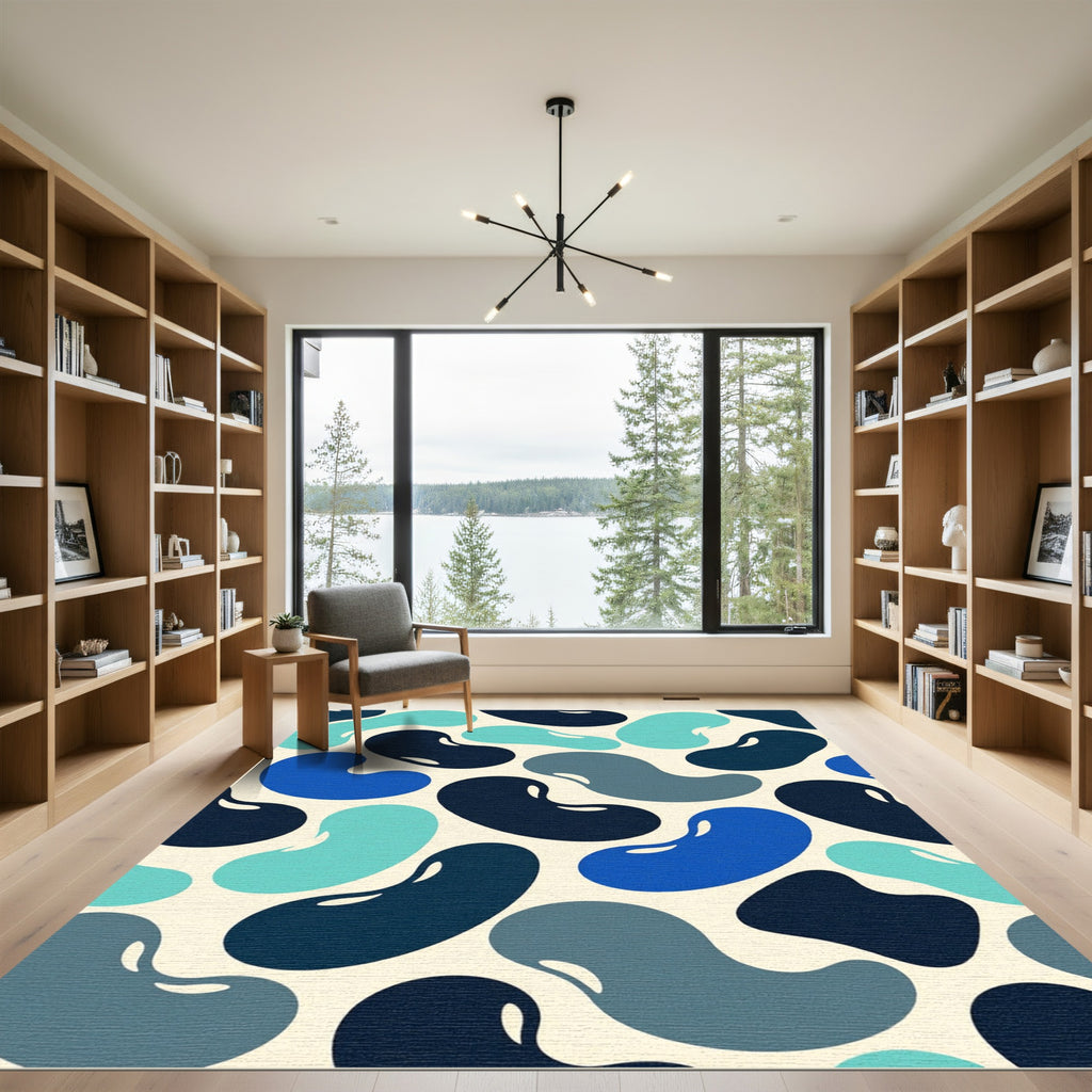 Blue bean abstract shape Rug