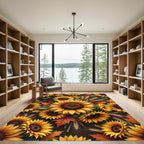 Golden Sunflower Wheat Autumn Leaves Rug