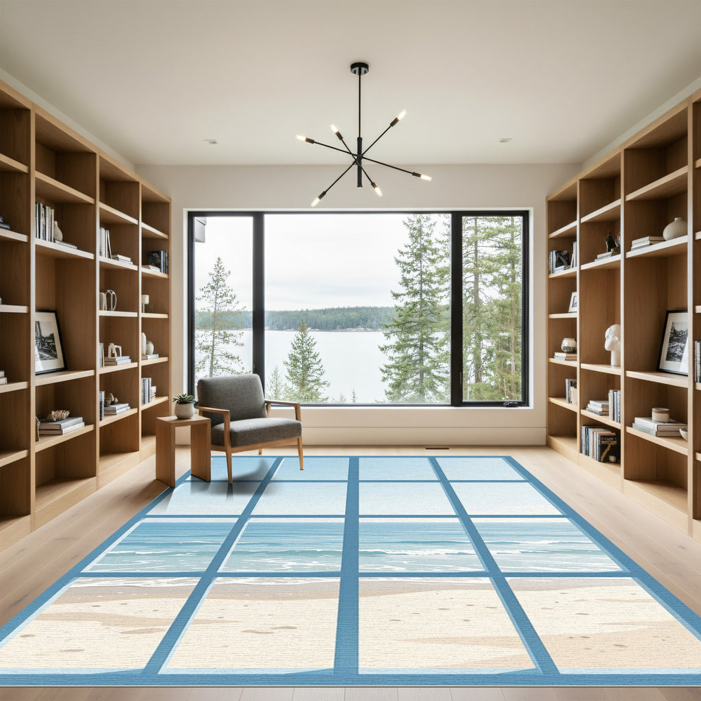 Coastal Blue Window Ocean View Rug