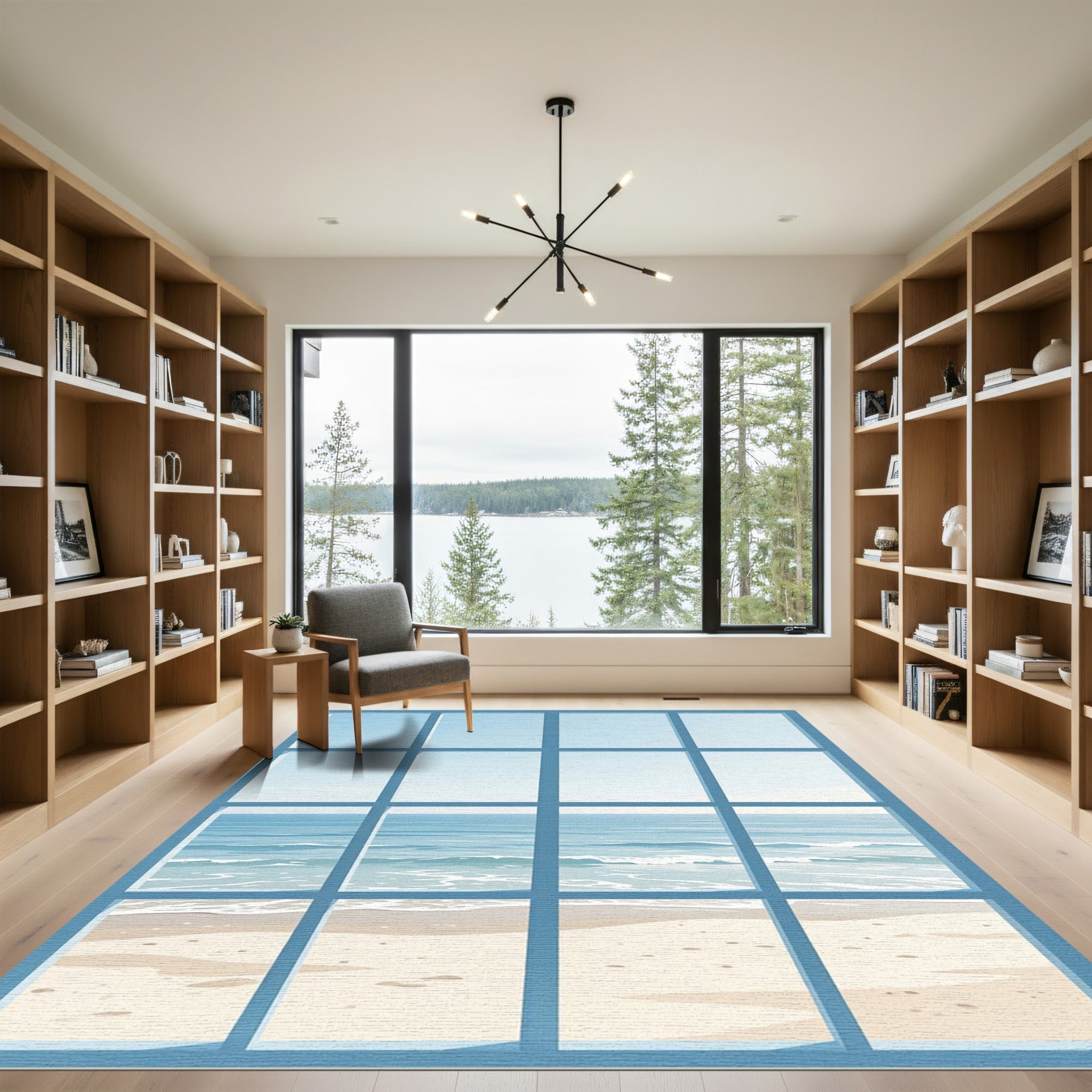 Coastal Blue Window Ocean View Rug