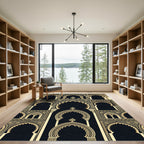 Gold Archway Black Geometric Ornate Rug