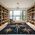 Midcentury Starburst Celestial Geometric Art Rug