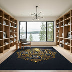 Steampunk Industrial Golden Letter Ornament Rug