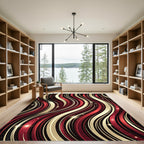 Crimson Gold Deep Wave Ribbons Rug