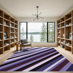 Modern Purple Diagonal Stripe Abstract Rug