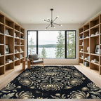 Monochromatic Floral Medallion Composition Rug