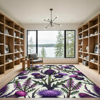 Enchanted Purple Thistle and Heather Rug
