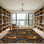 Autumn Harvest Wheat and Pumpkin Medallion Rug