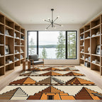 Earthy Aztec Step Pyramid Terracotta Art Rug