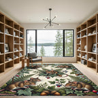 Whimsical Forest Mouse and Leafy Meadow Rug