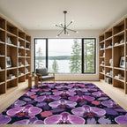Vibrant Purple Orchid Abstract Ink Wash Rug