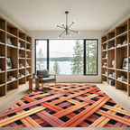 Warm Orange Woven Intersecting Bands Rug
