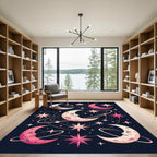 Whimsical Moon Stars Cosmic Night Rug