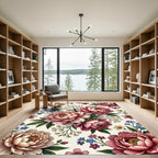 Romantic Blush Peony Botanical Garden Rug