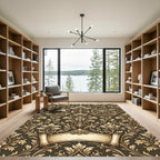 Antique Gold Floral Damask Scroll Rug