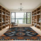 Bold Orange and Gray Geometric Diamond Rug