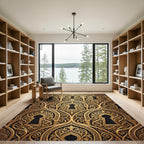 Ornate Golden Arch Filigree Arabesque Rug