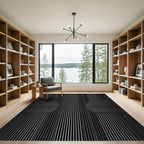 Monochrome Vertical Stripe Hexagon Illusion Rug