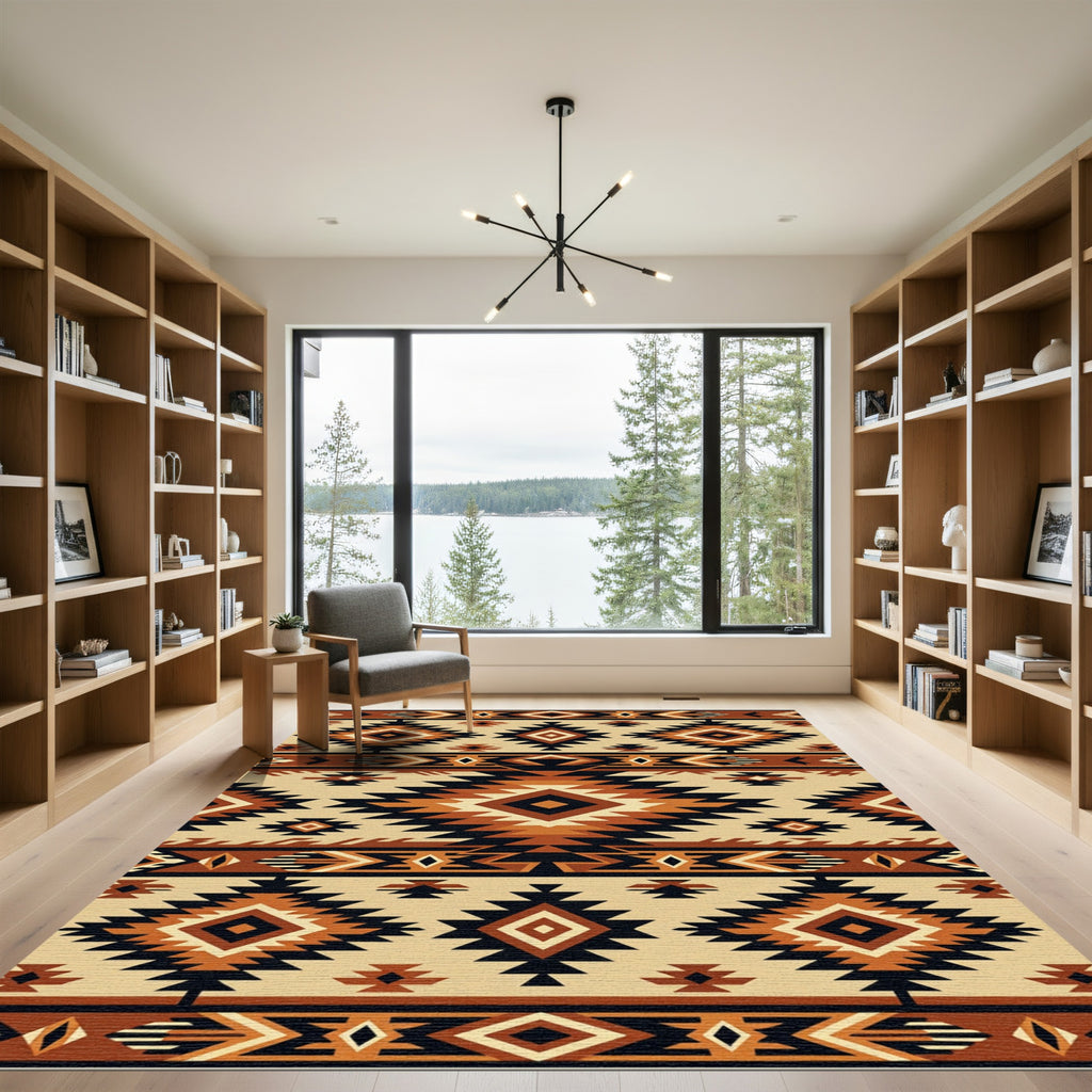 Bold Earthy Geometric Southwest Diamond Rug