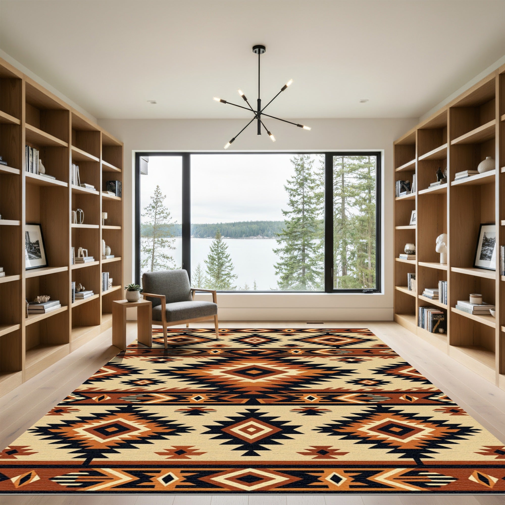 Bold Earthy Geometric Southwest Diamond Rug
