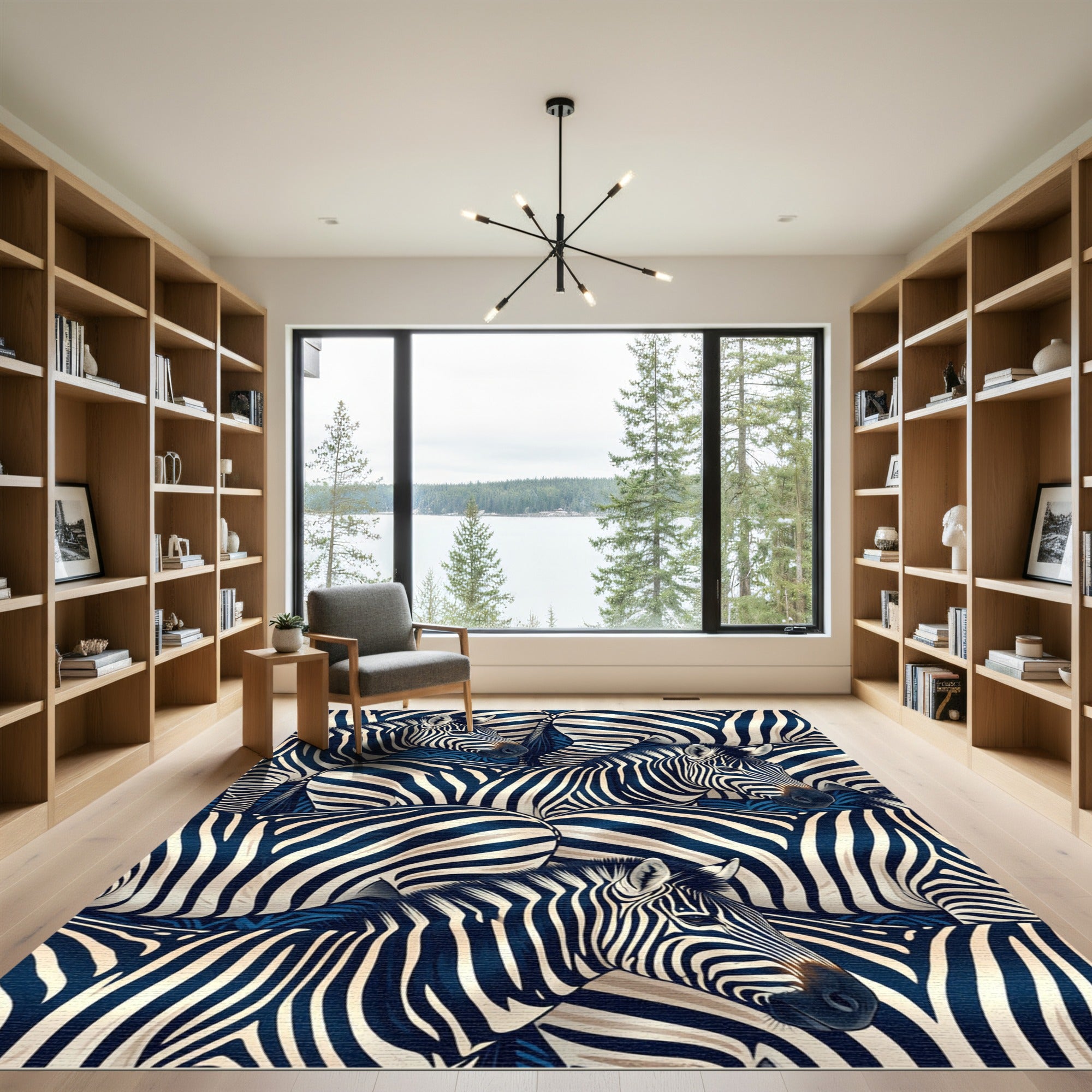 Midnight Blue Zebra Herd Rug