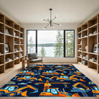 Cute Yellow Construction Truck Night Sky Rug