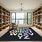 Watercolor Rainbow Alphabet Typography Wall Art Rug