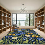 Vibrant Navy Cornflower Meadow Floral Rug