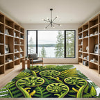 Lush Green Botanical Fern Fiddlehead Rug