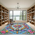 Elegant Floral Bouquet with Golden Frame Rug