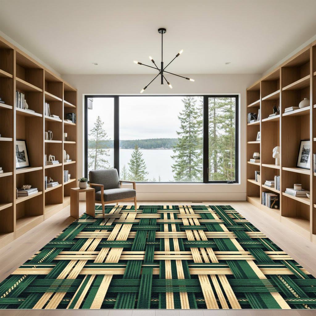 Emerald Beige Woven Geometric Rug