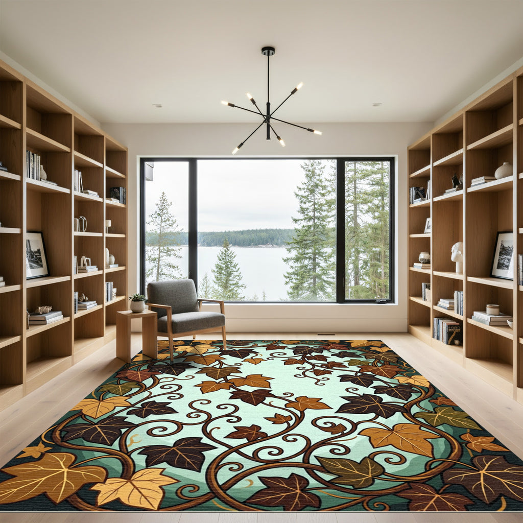 Autumn Leaf Vine Swirl Accent Rug