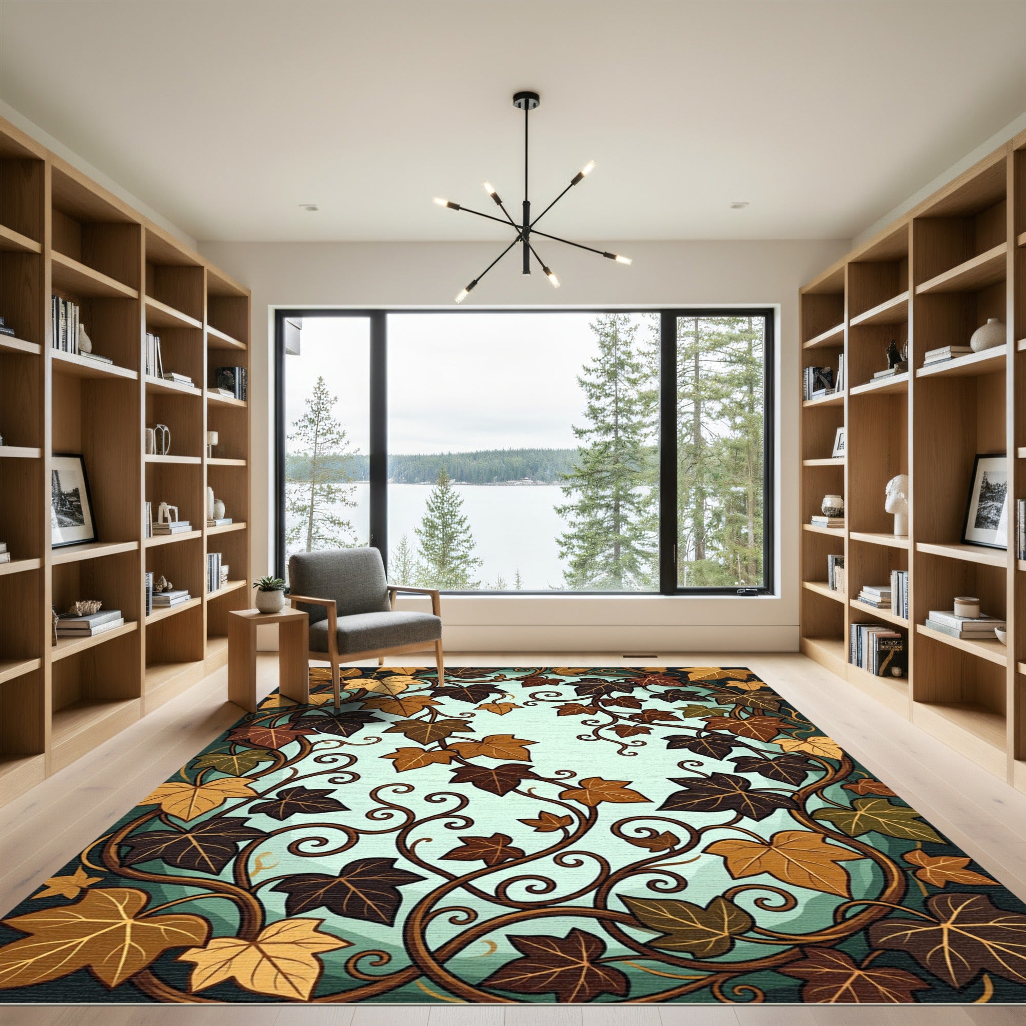 Autumn Leaf Vine Swirl Accent Rug