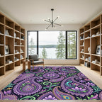 Vibrant Paisley Purple Floral Compositions Rug