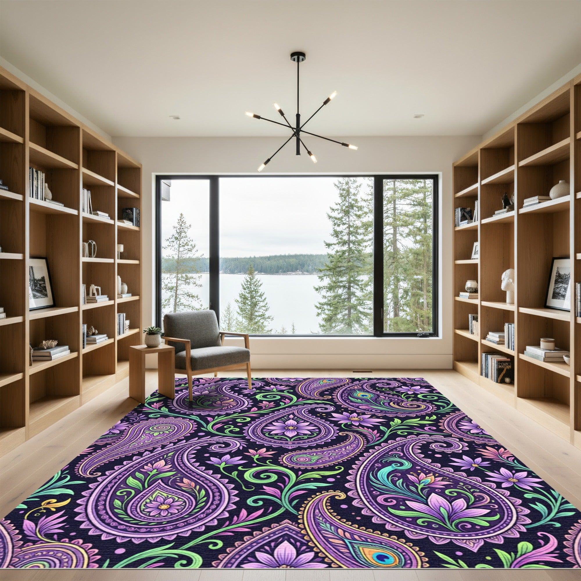 Vibrant Paisley Purple Floral Compositions Rug