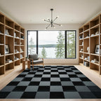 Minimalist Charcoal Gray 3D Geometric Cube Rug