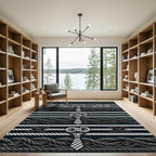 Nautical Rope Knot Striped Navy Decor Rug