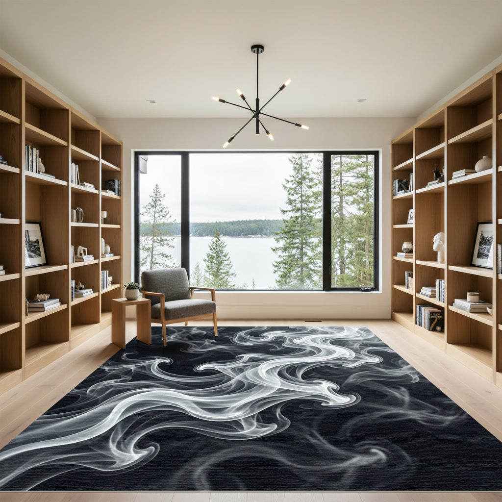 Ethereal White Smoke Swirl Rug