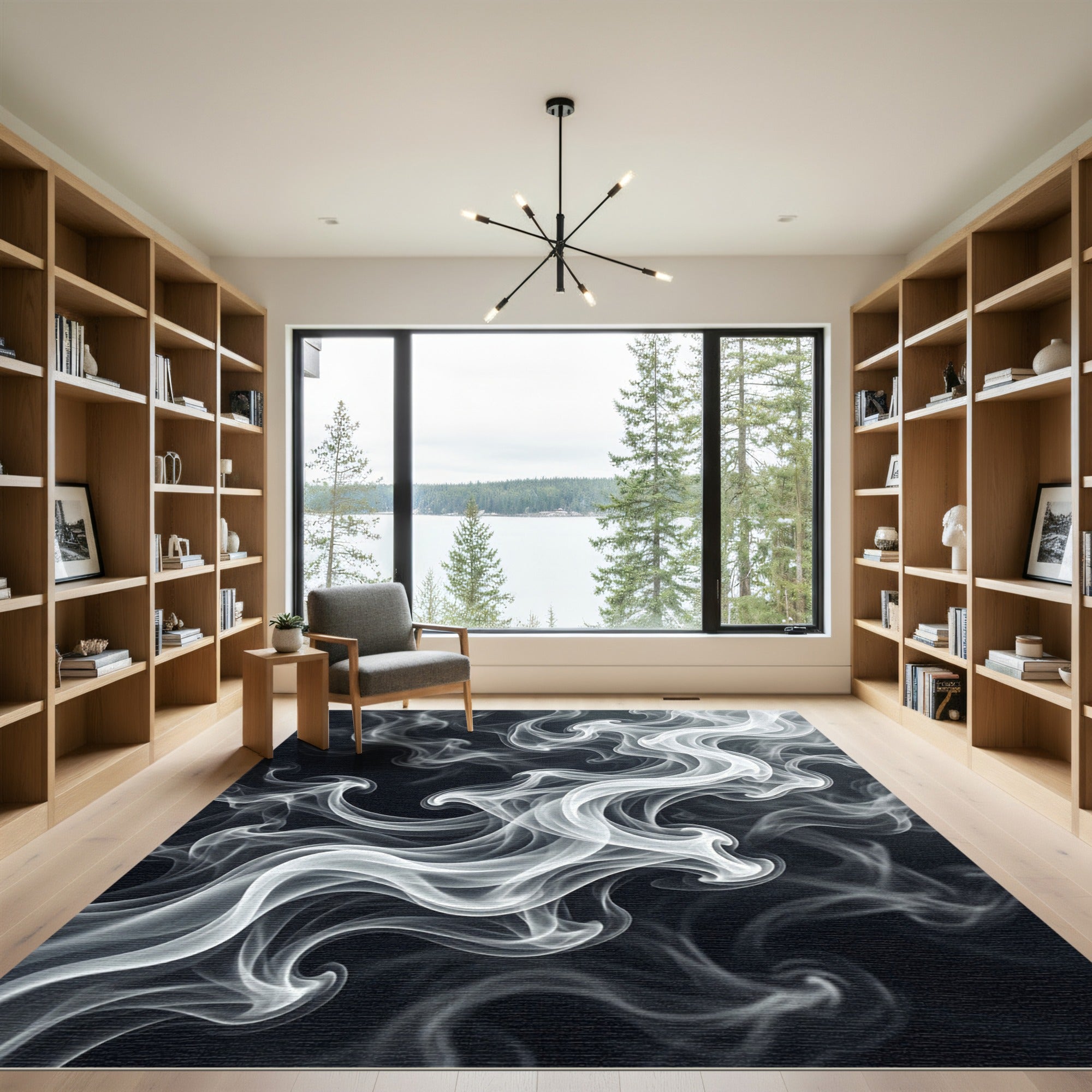 Ethereal White Smoke Swirl Rug