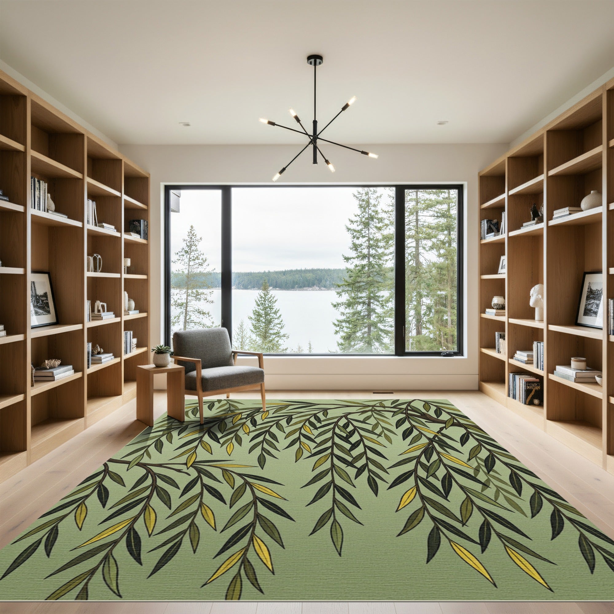 Serene Sage Willow Branch Foliage Rug