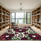 Crimson Floral Heart Medley Rug