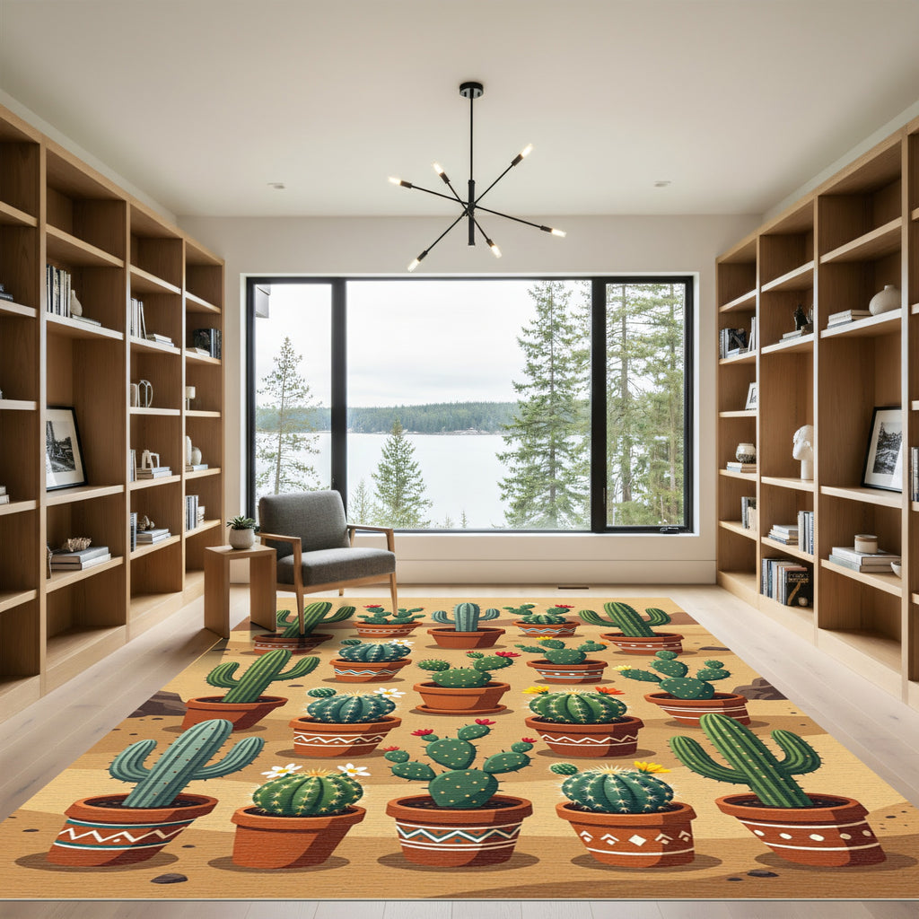 Desert Cactus Succulent Terracotta Garden Rug