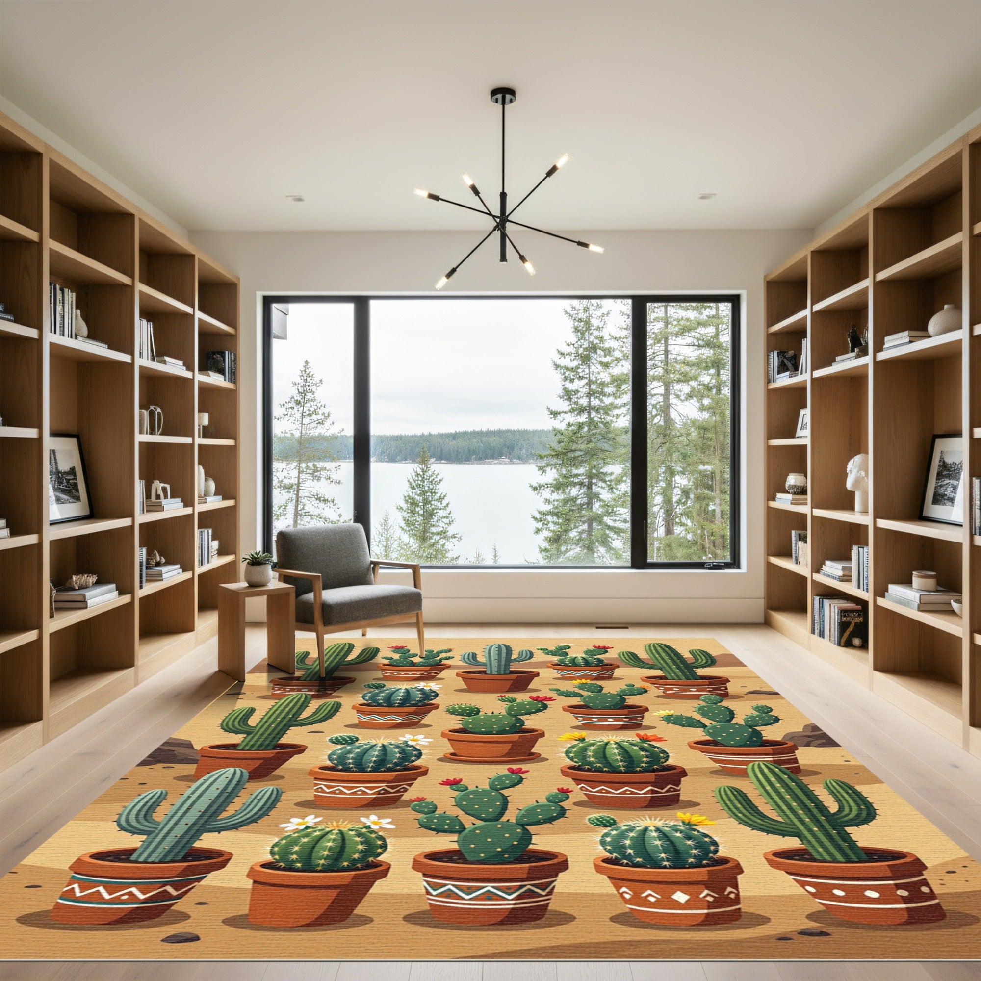 Desert Cactus Succulent Terracotta Garden Rug