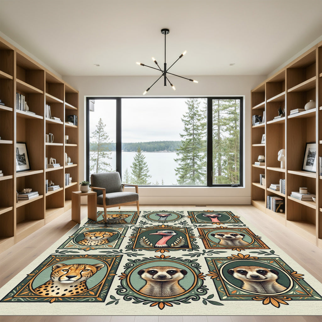 Safari Animal Portrait Gallery Art Rug