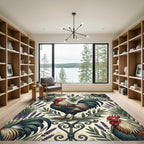 Rustic Rooster Lavender and Olive Branch Rug