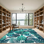 Vibrant Tropical Leaf Bird of Paradise Rug