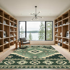 Sage Green Geometric Paw Boho Rug