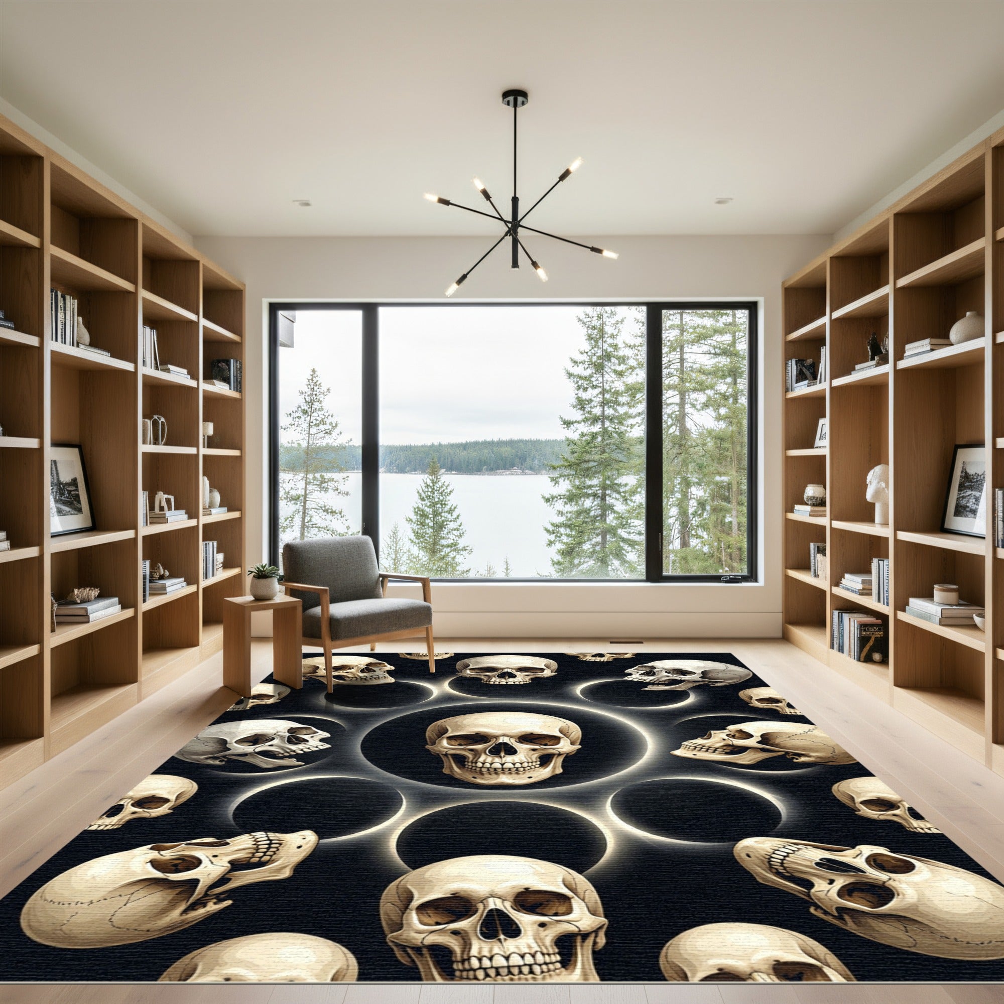 Celestial Skull Eclipse Gothic Focal Point Rug
